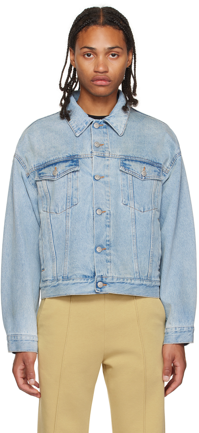 Blouson écourté bleu en denim MM6 Maison Margiela en solde