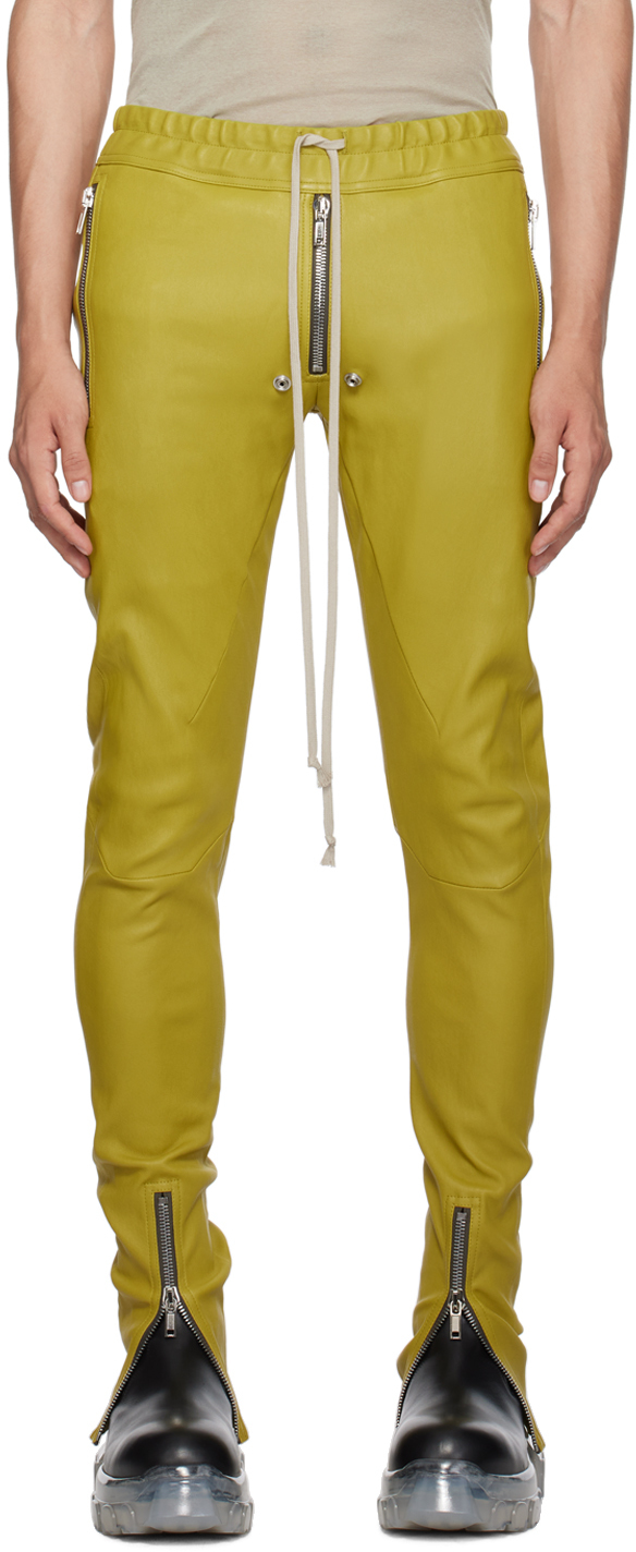 Green Gary Leather Pants By Rick Owens On Sale