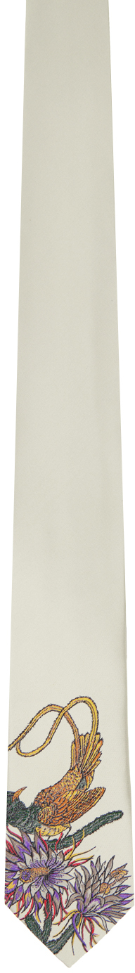 Dries Van Noten Off White Jacquard Tie SSENSE UK