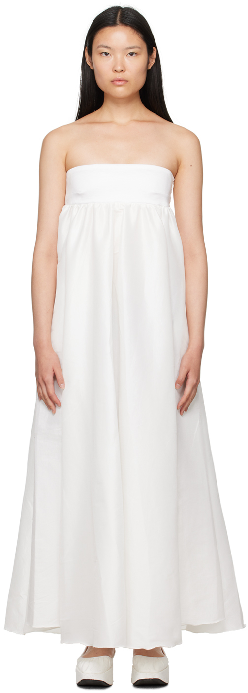 Robe longue blanche exclusive à SSENSE France Kika Vargas en solde