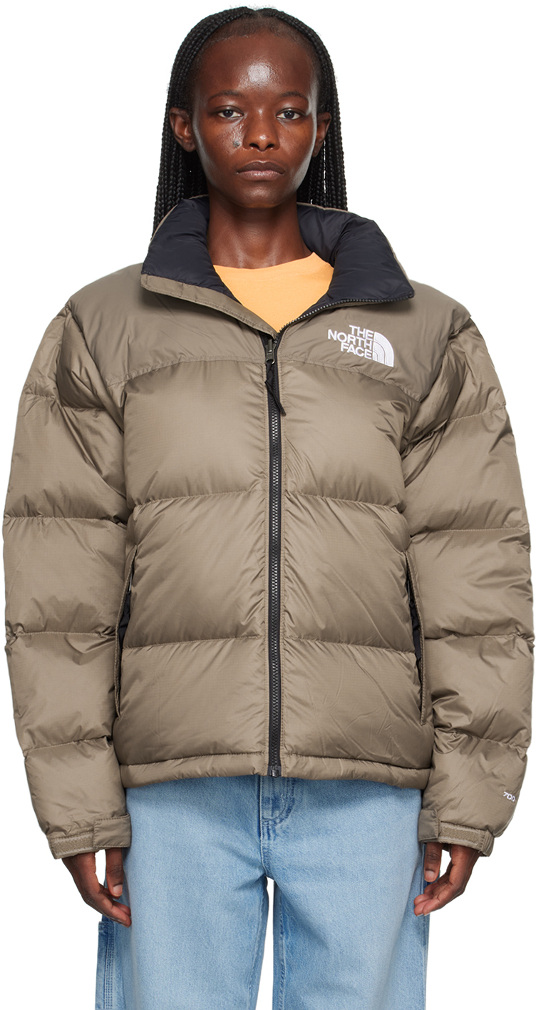 Blouson R Tro Nuptse Brun Rembourr En Duvet The North Face En Solde