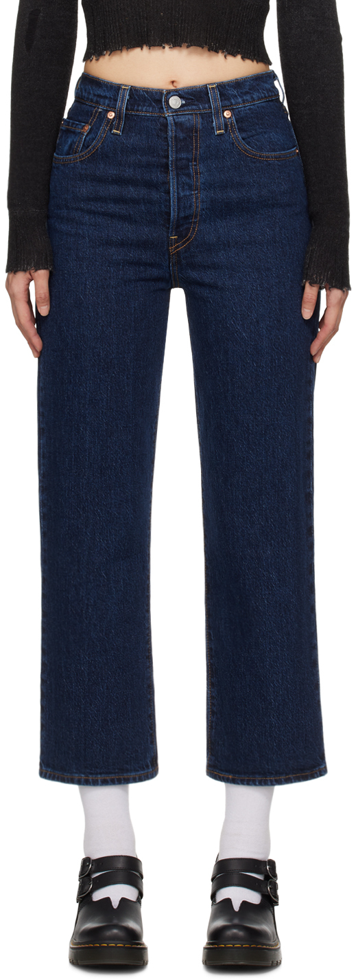 Levi S Indigo Ribcage Straight Ankle Jeans SSENSE