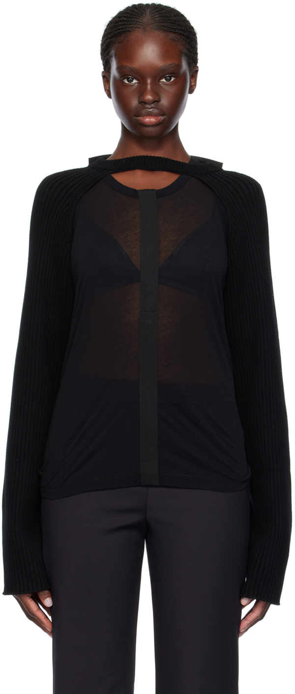 Black Rib Sweater By Helmut Lang On Sale