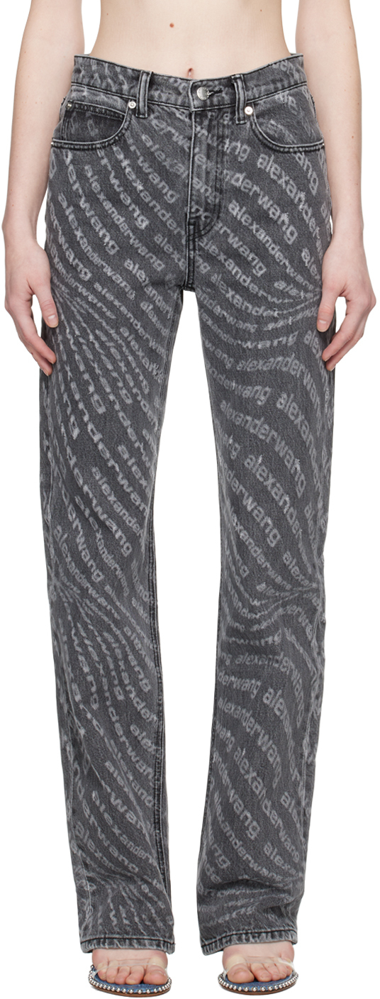 Gray Newsprint Jeans By Alexander Wang On Sale