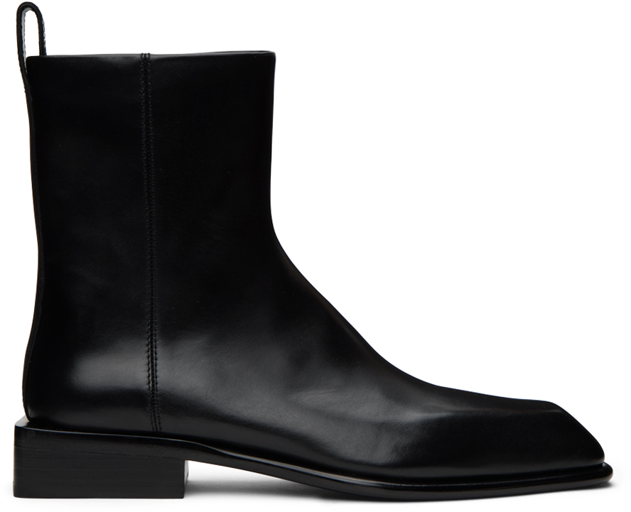 Black Throttle Leather Boots By Alexander Wang On Sale