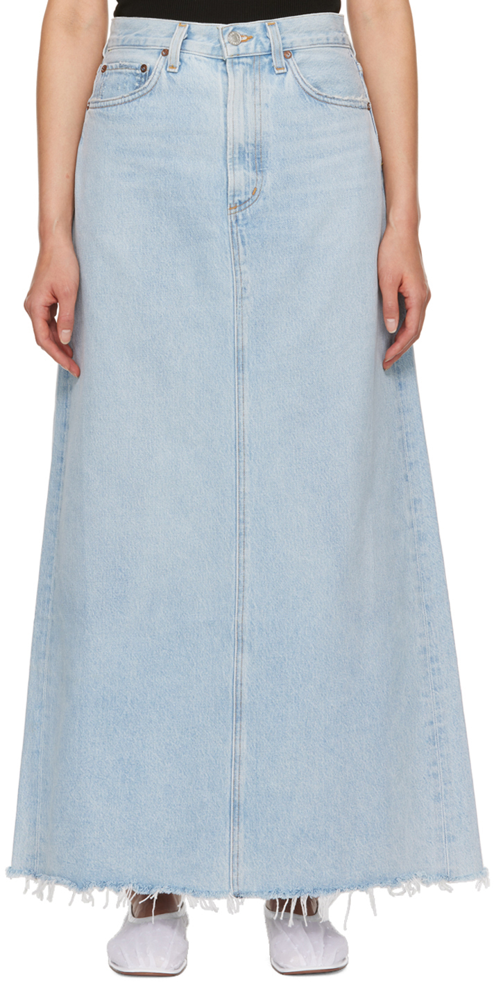 Blue Hilla Denim Maxi Skirt By AGOLDE On Sale