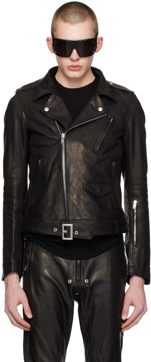 Rick Owens Blouson Lukes Stooges Noir En Cuir SSENSE France