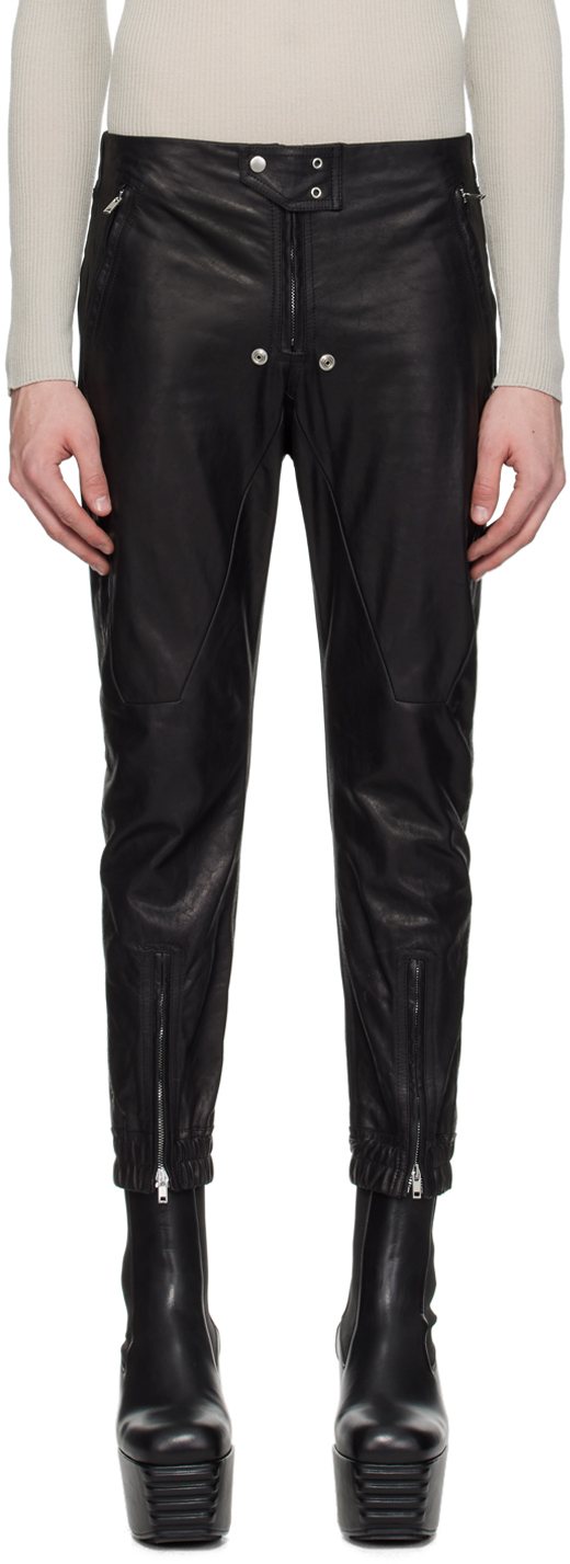 Pantalon Luxor Noir En Cuir Rick Owens En Solde