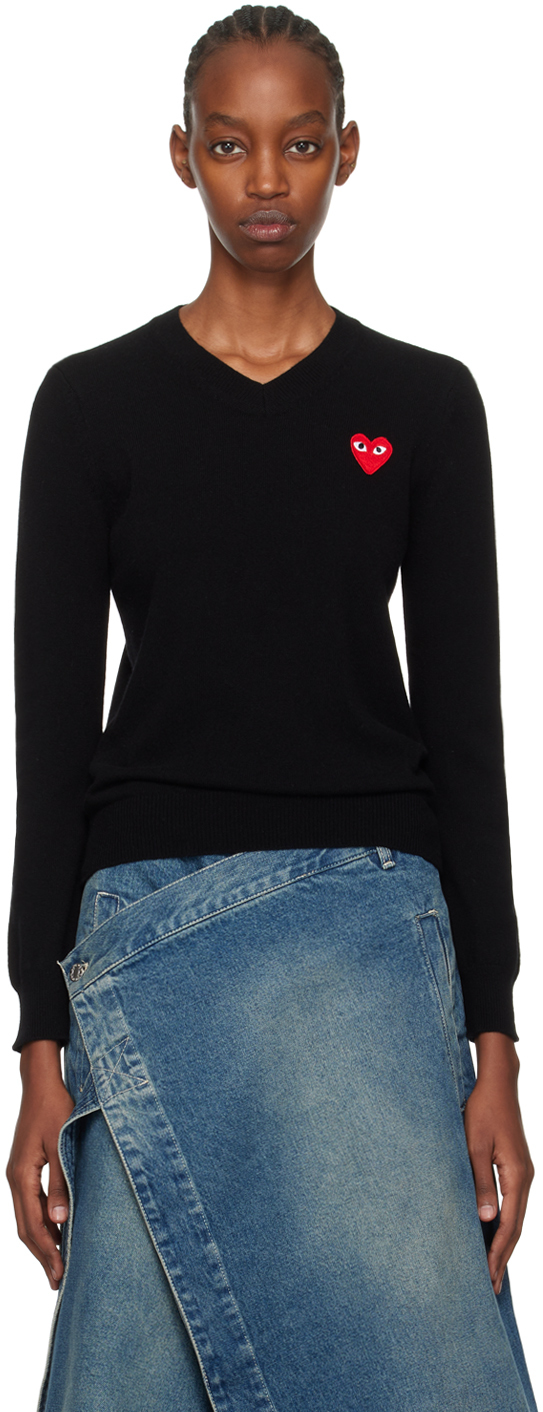 Comme Des Gar Ons Play Black Heart Patch Sweater Ssense