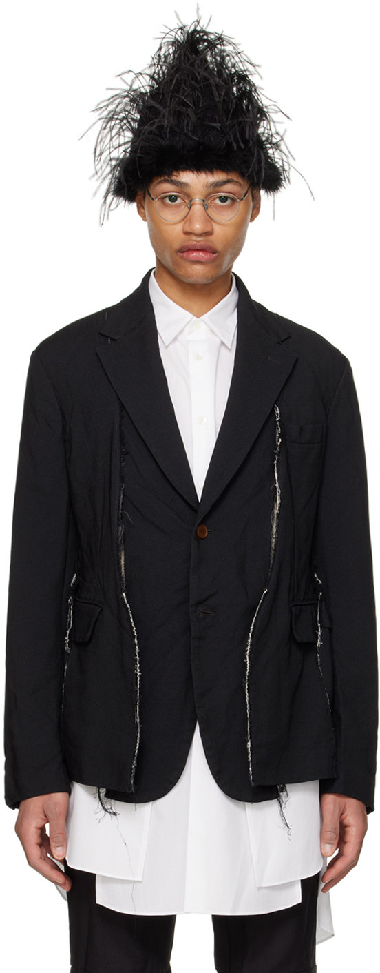 Comme des Garçons Homme Plus Black Distressed Blazer SSENSE