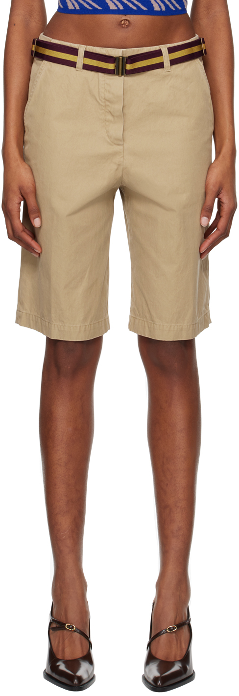 Dries Van Noten Short beige à ceinture SSENSE France