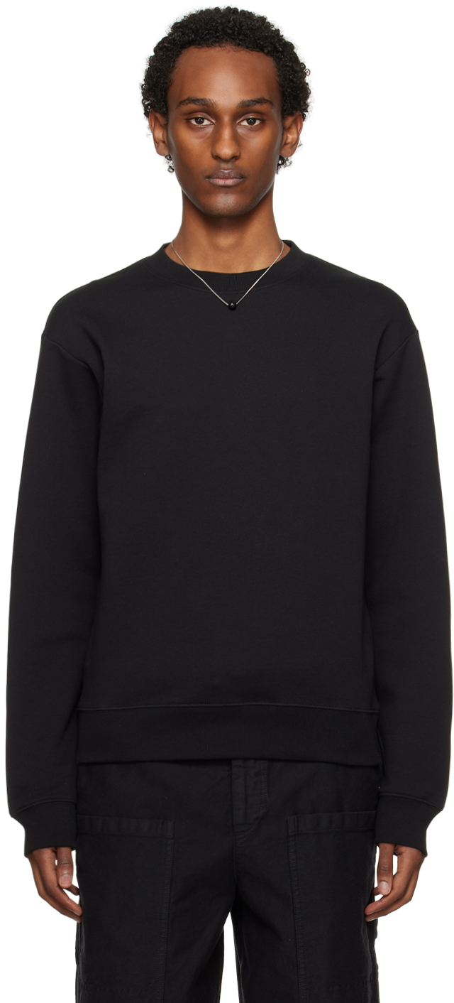 Dries Van Noten Pull Molletonn Noir Col Ras Du Cou Ssense France