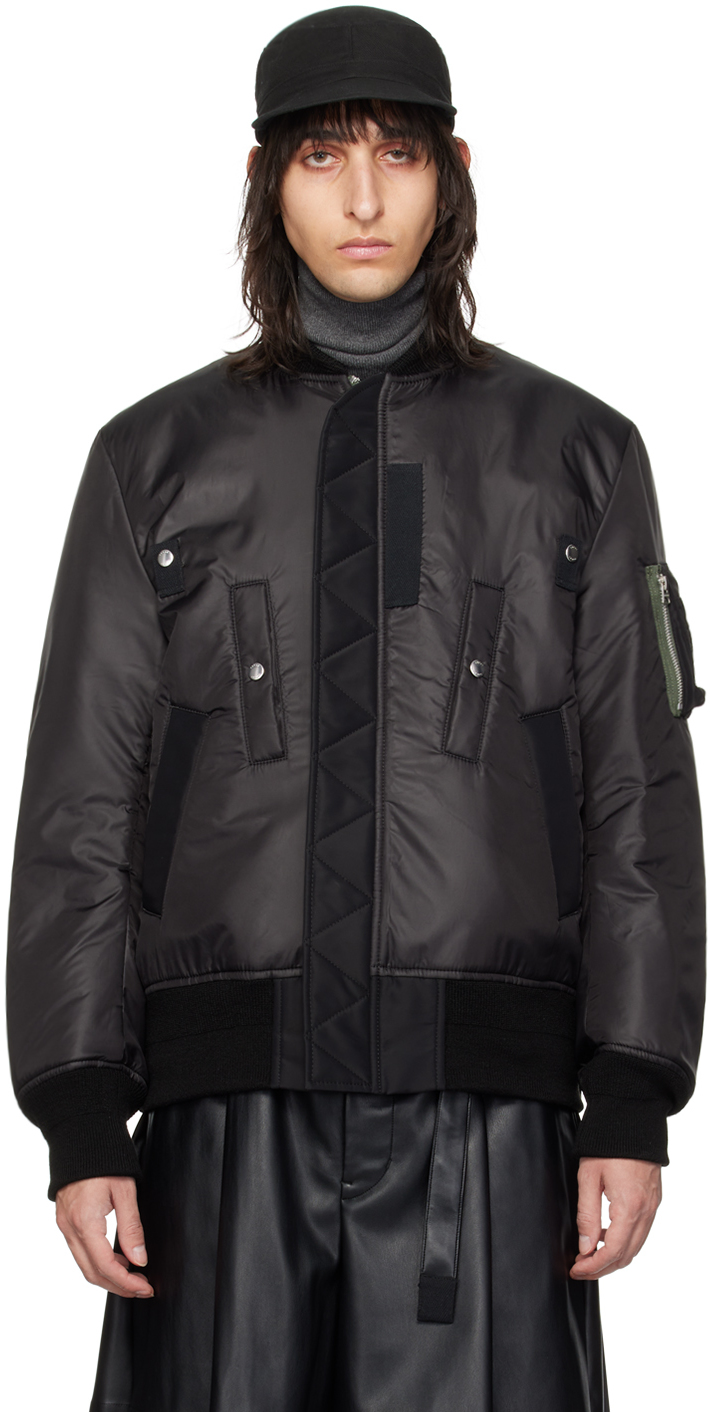 Sacai Blouson Aviateur R Versible Noir Glissi Re Ssense France