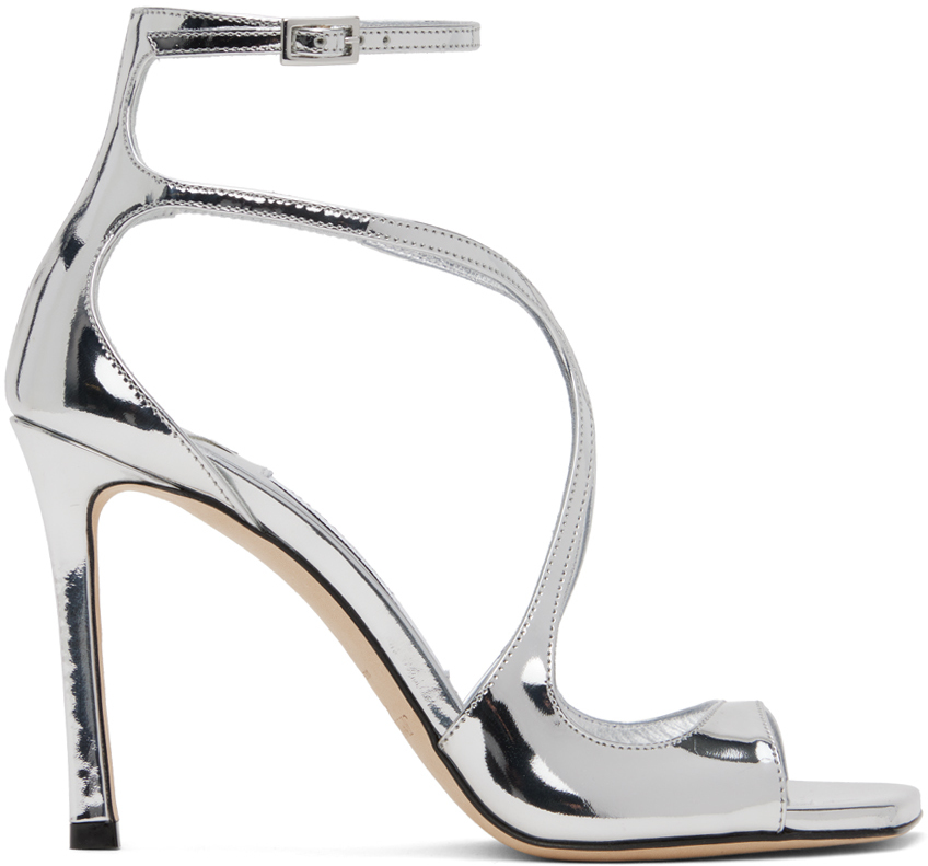 Jimmy Choo Silver Azia 95 Heeled Sandals SSENSE