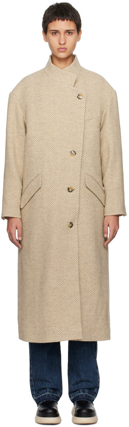 Manteau Sabine Beige Et Blanc Isabel Marant Etoile En Solde