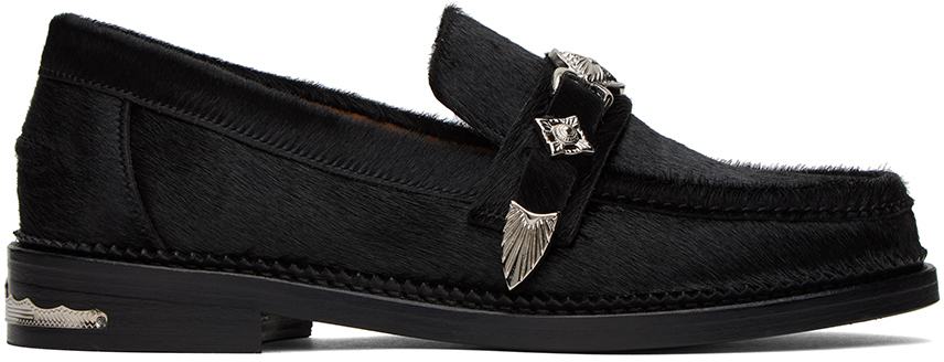 Ssense Exclusive Black Fur Loafers By Toga Virilis On Sale