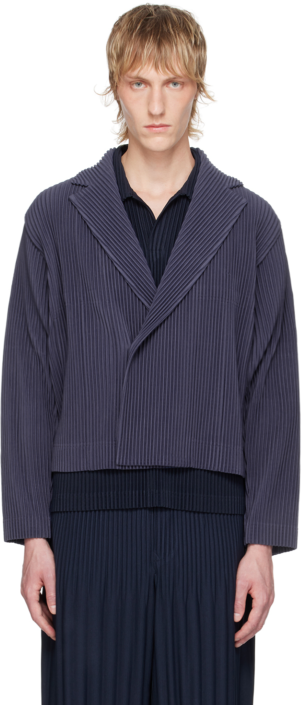 Homme Pliss Issey Miyake Blue Tailored Pleats Blazer Ssense