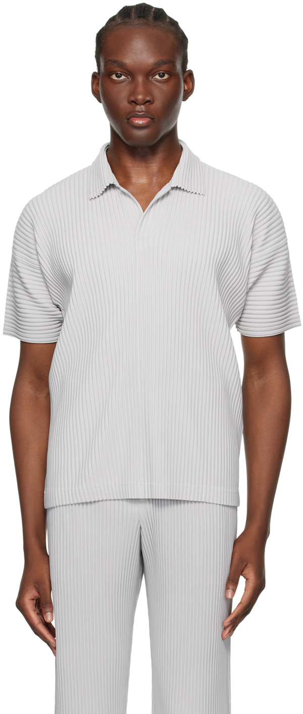 Homme Pliss Issey Miyake Gray Basics Polo Ssense