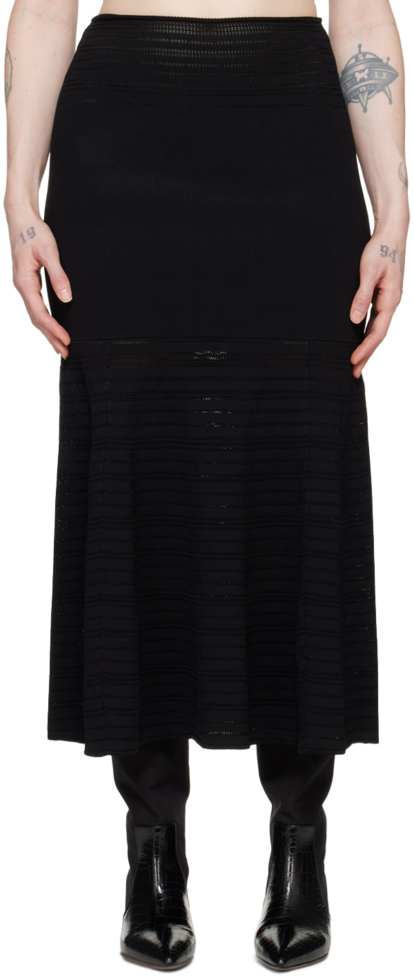 Victoria Beckham Black Fit Flare Midi Skirt Ssense