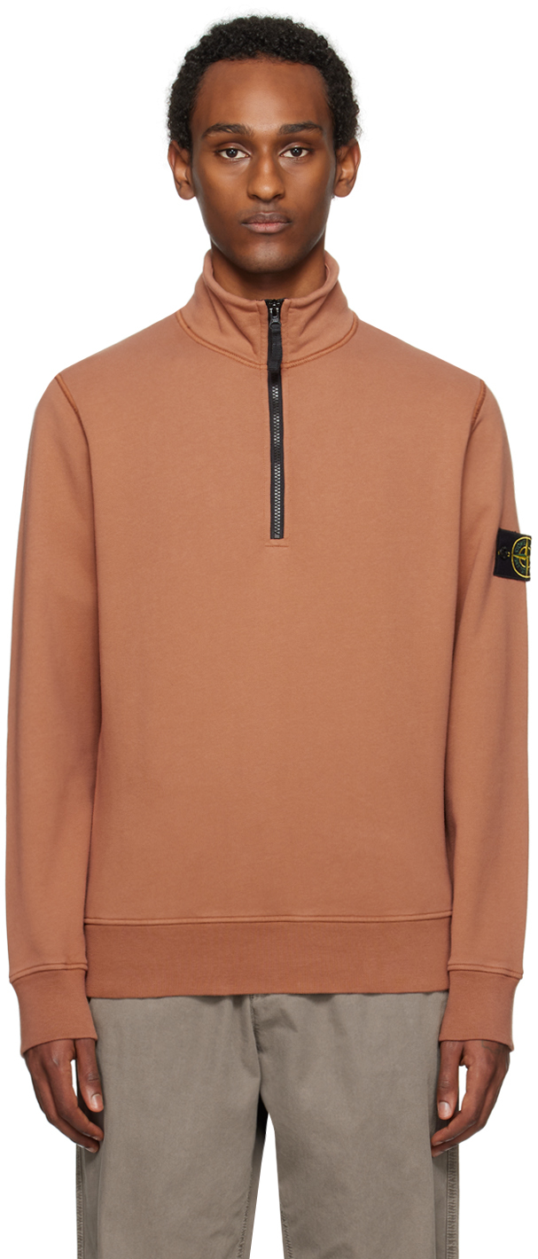 Stone Island Pull Brun Demi Glissi Re Ssense France