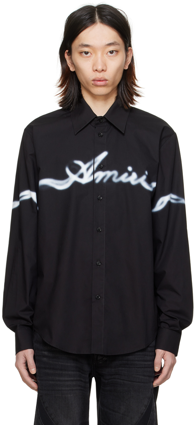 Chemise noire à logo modifié AMIRI en solde