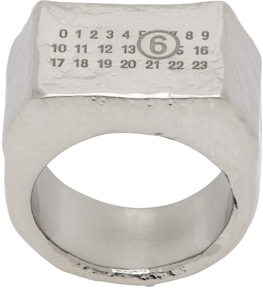 MM6 Maison Margiela Silver Numeric Signature Ring SSENSE