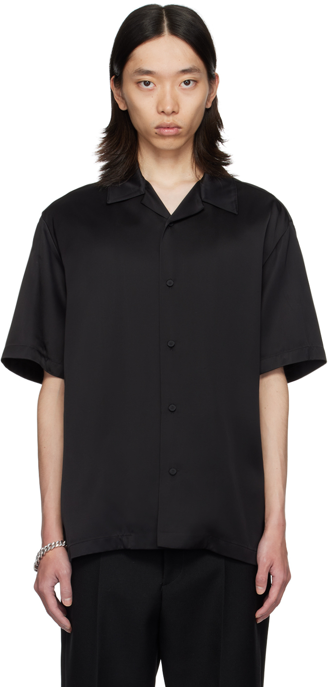 Jil Sander Black Open Spread Collar Shirt Ssense