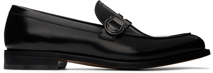 Ferragamo Black Gancini Ornament Loafers SSENSE