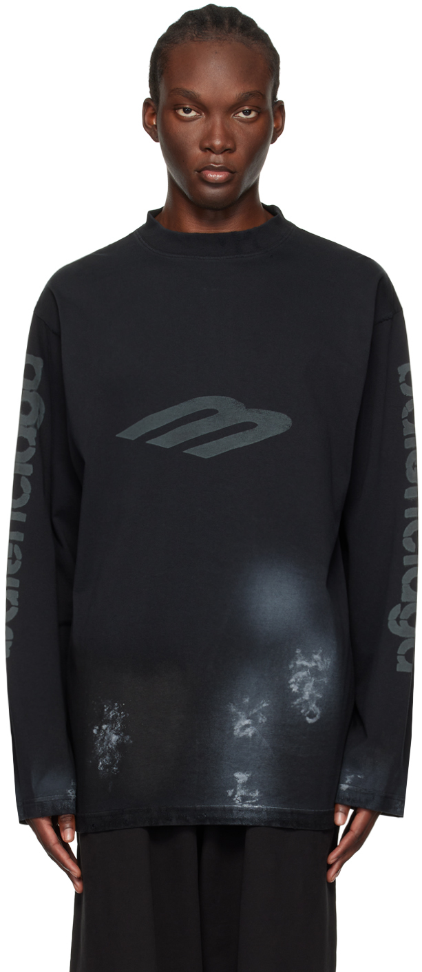 Balenciaga Black Graphic Long Sleeve T Shirt Ssense