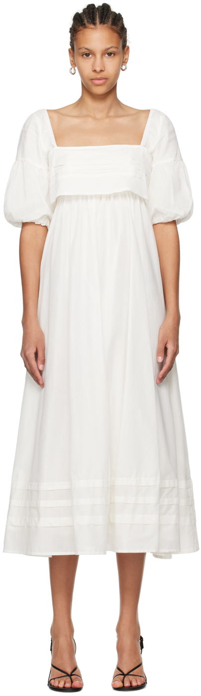 Off White Darla Midi Dress By Staud On Sale