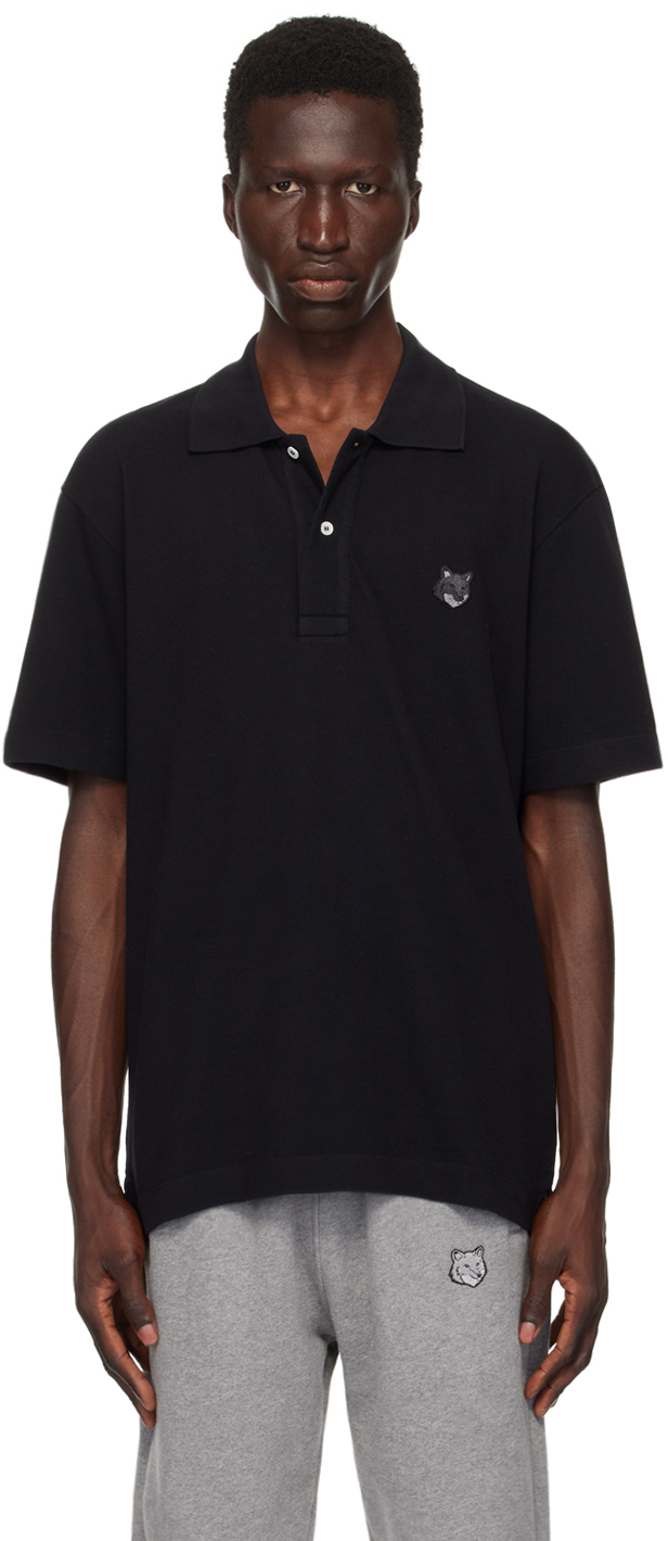 Maison Kitsun Black Bold Fox Head Polo Ssense