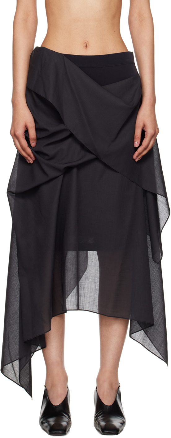 Issey Miyake Black Over The Body Midi Skirt Ssense