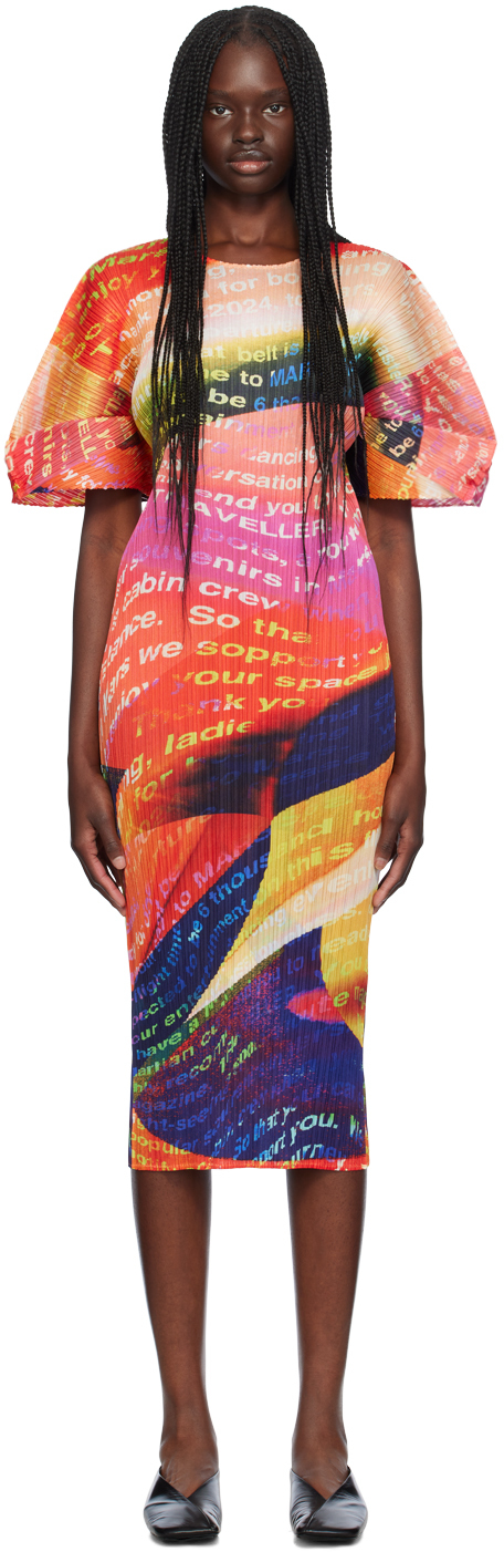 Pleats Please Issey Miyake Multicolor Voyager Midi Dress Ssense