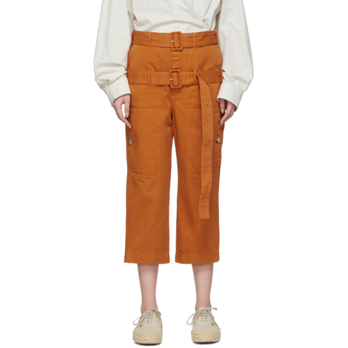 Lanvin Orange Double-Belt Cropped Trousers