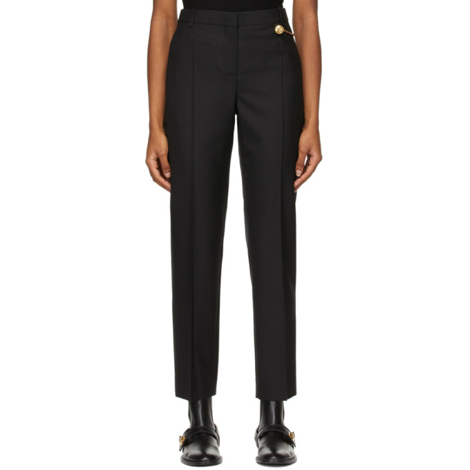 Givenchy Black Wool Cigarette 4G Chain Trousers