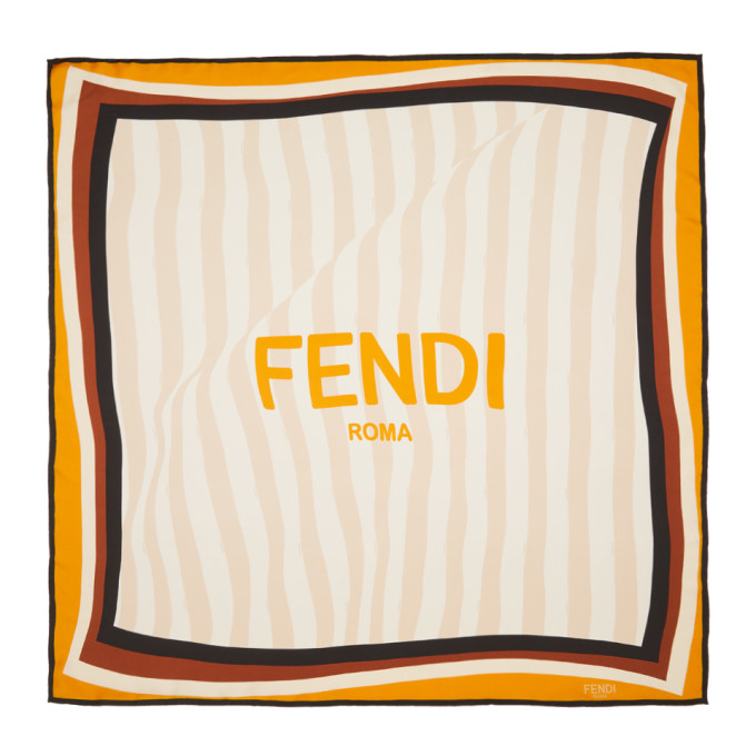 Fendi Multicolor Silk Pequin Foulard Scarf