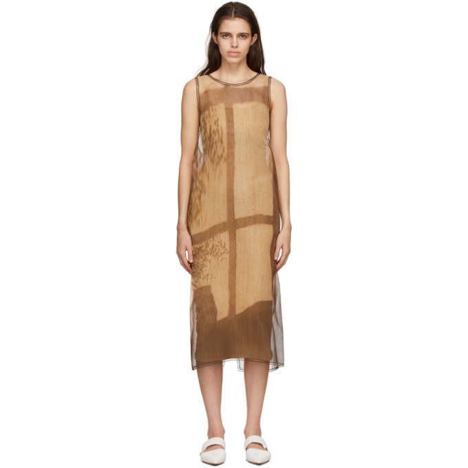 Fendi Brown & Beige Silk Tank Dress