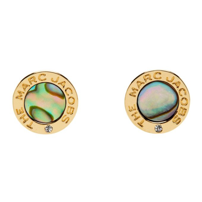 Marc Jacobs Gold The Medallion Abalone Stud Earrings