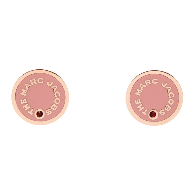 Marc Jacobs Rose Gold & Pink The Medallion Stud Earrings