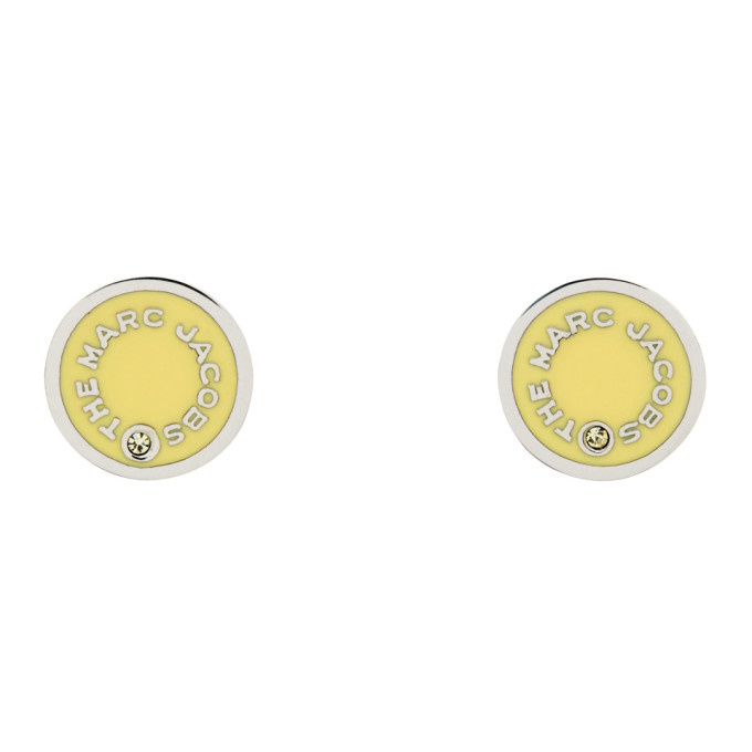 Marc Jacobs Silver & Black The Medallion Studs Earrings