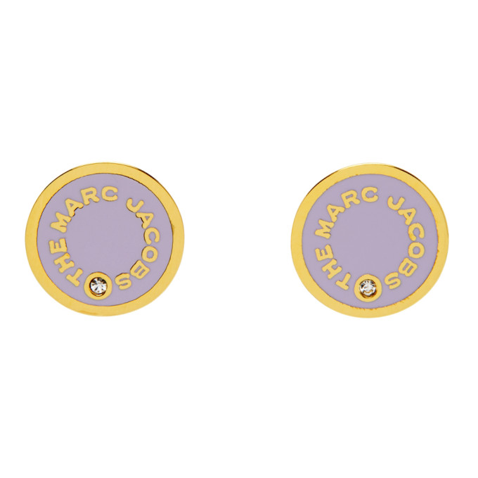 Marc Jacobs Gold & Purple The Medallion Stud Earrings