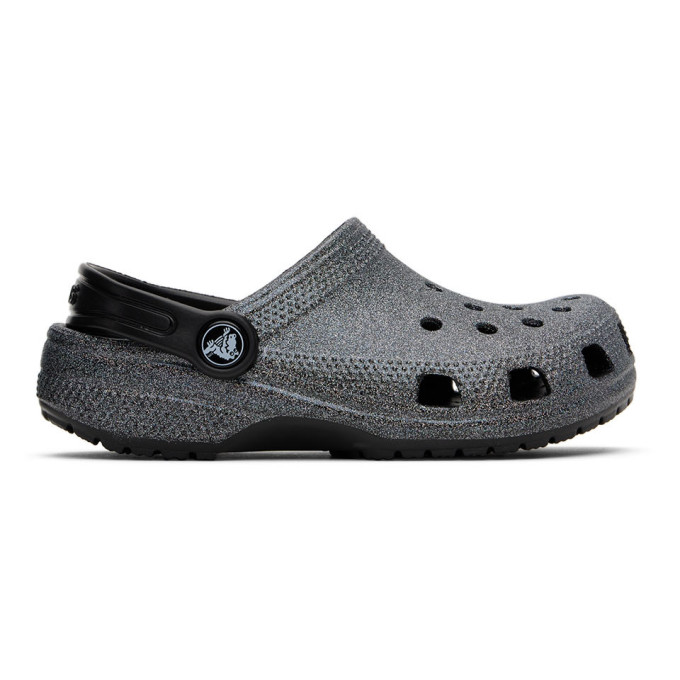 Crocs Kids Black Classic Glitter Clogs