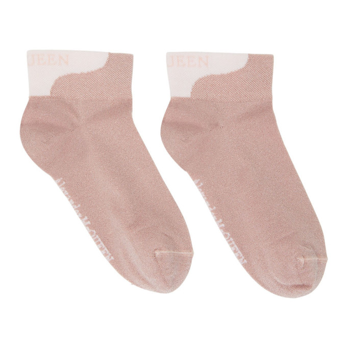 Alexander McQueen Pink Lurex Mini Branded Socks