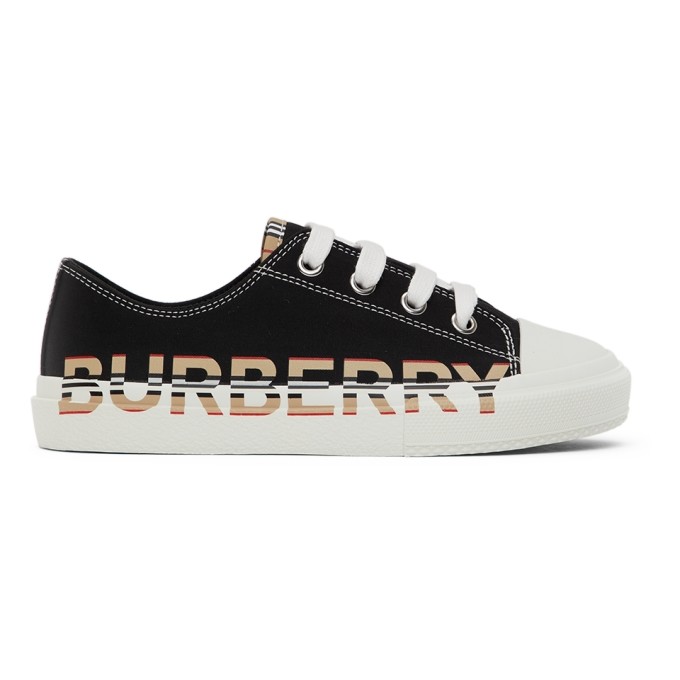 Burberry Kids Black Icon Stripe Logo Sneakers