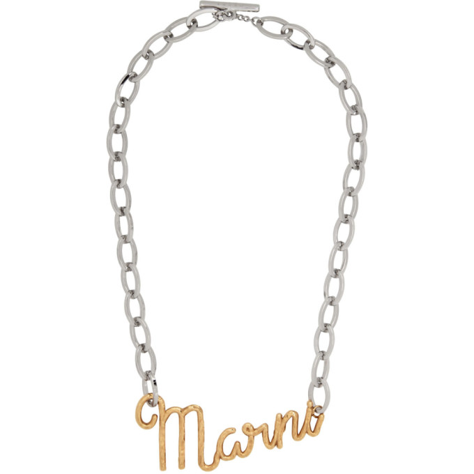 Marni Silver & Gold Logo Necklace