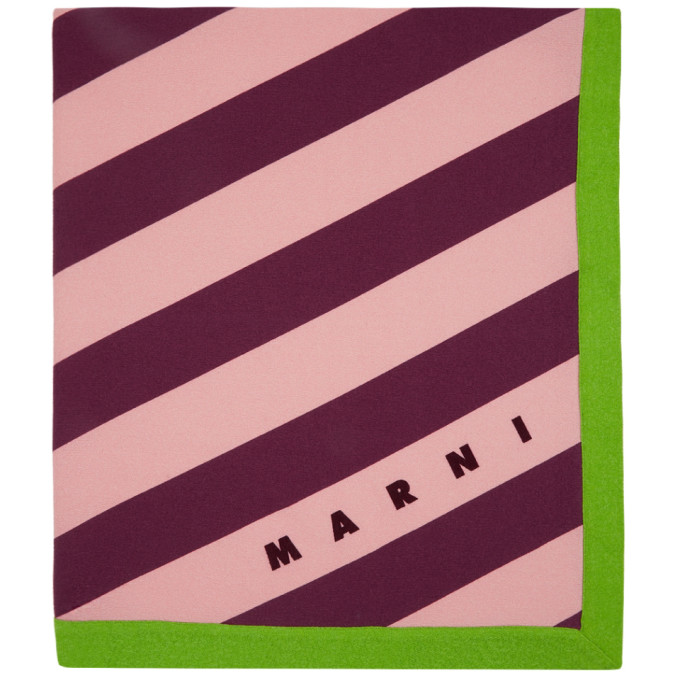 Marni Purple & Green Crepe Striped Wrap