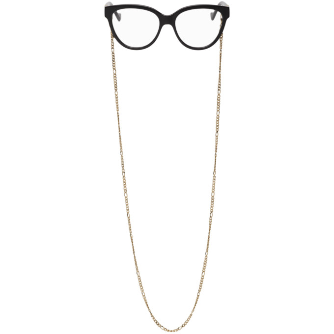 Gucci Black Spectacle Chain Glasses