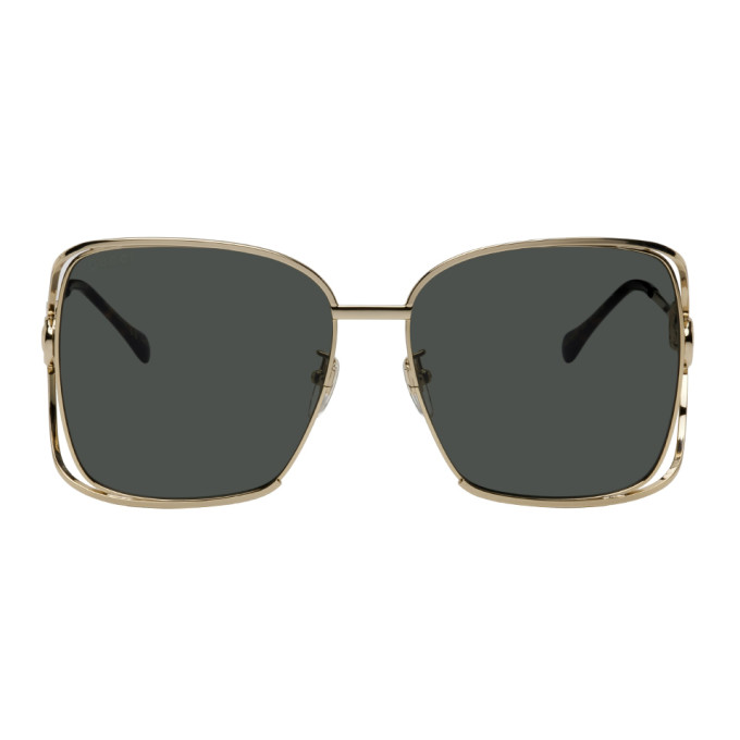 Gucci Gold Square Horsebit Sunglasses