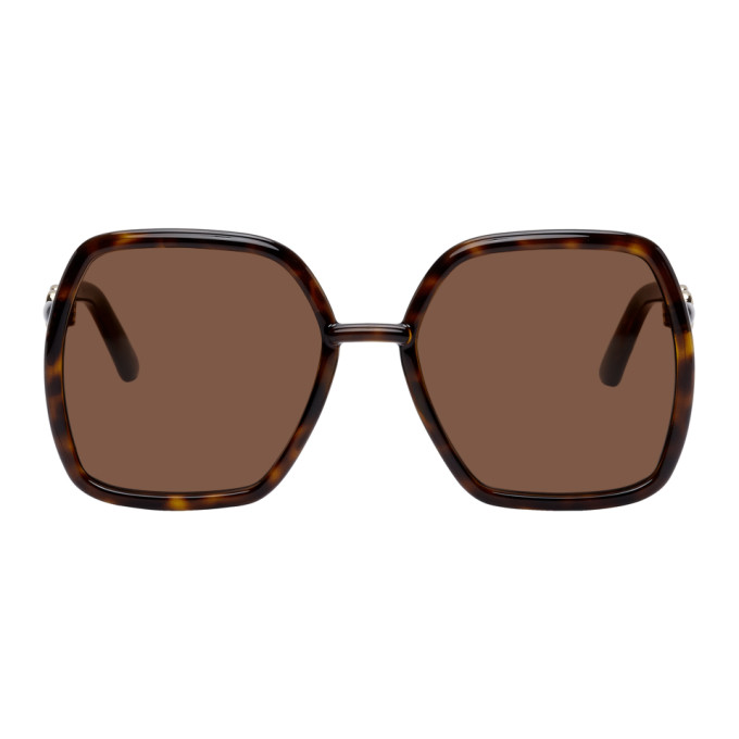Gucci Tortoiseshell Square Horsebit Sunglasses