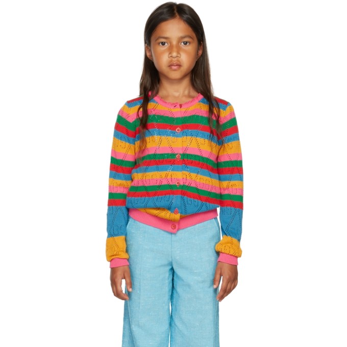 Gucci Kids Multicolor Striped GG Cardigan